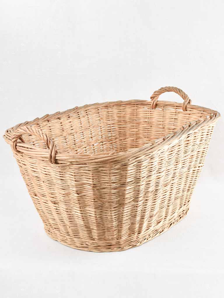 Large French wicker laundry basket 32"