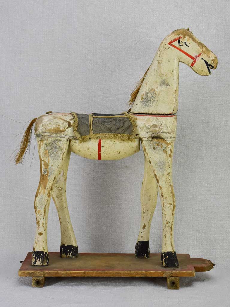Early 20th Century antique French wooden toy horse - small 17¼"