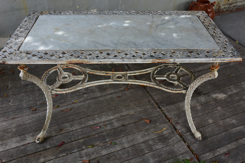 Rectangular French marble top garden table – 1920’s