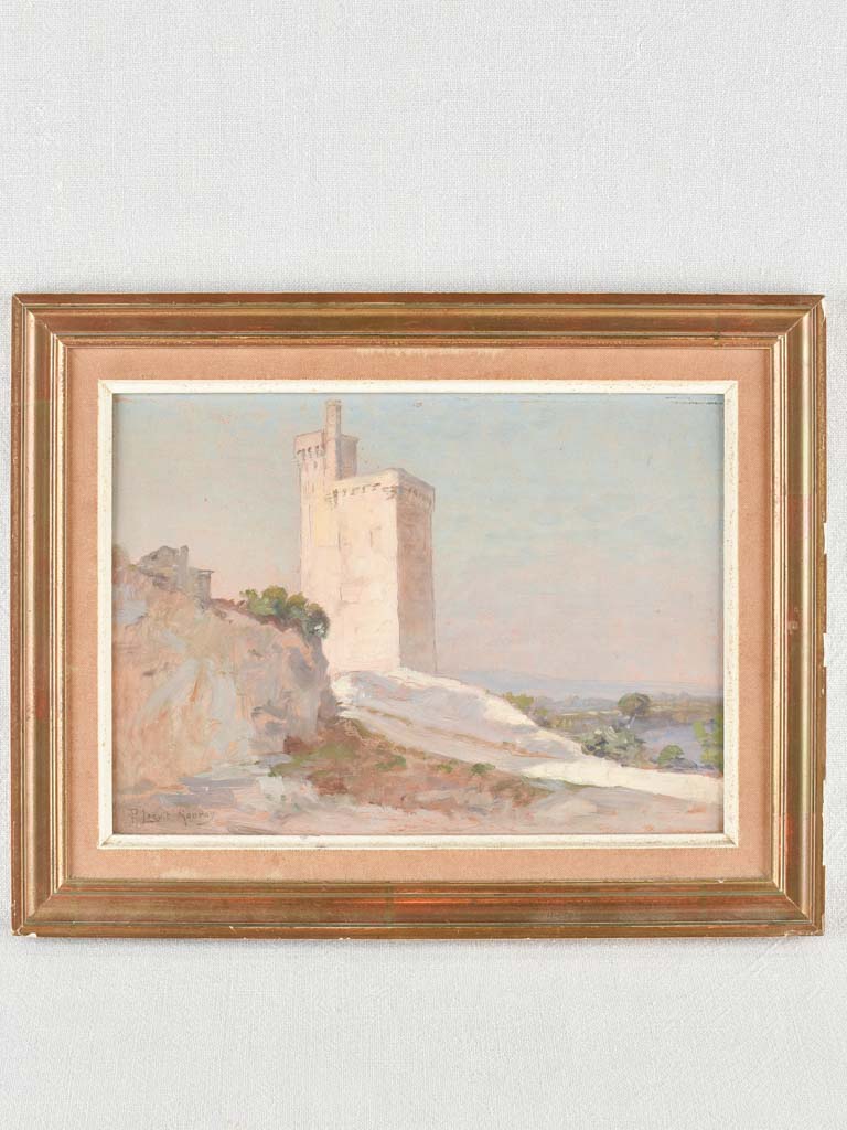 Landscape painting Villeneuve-les-Avignon, Paul Lecuit Monroy (1858 -?) 12½ x 15¾""