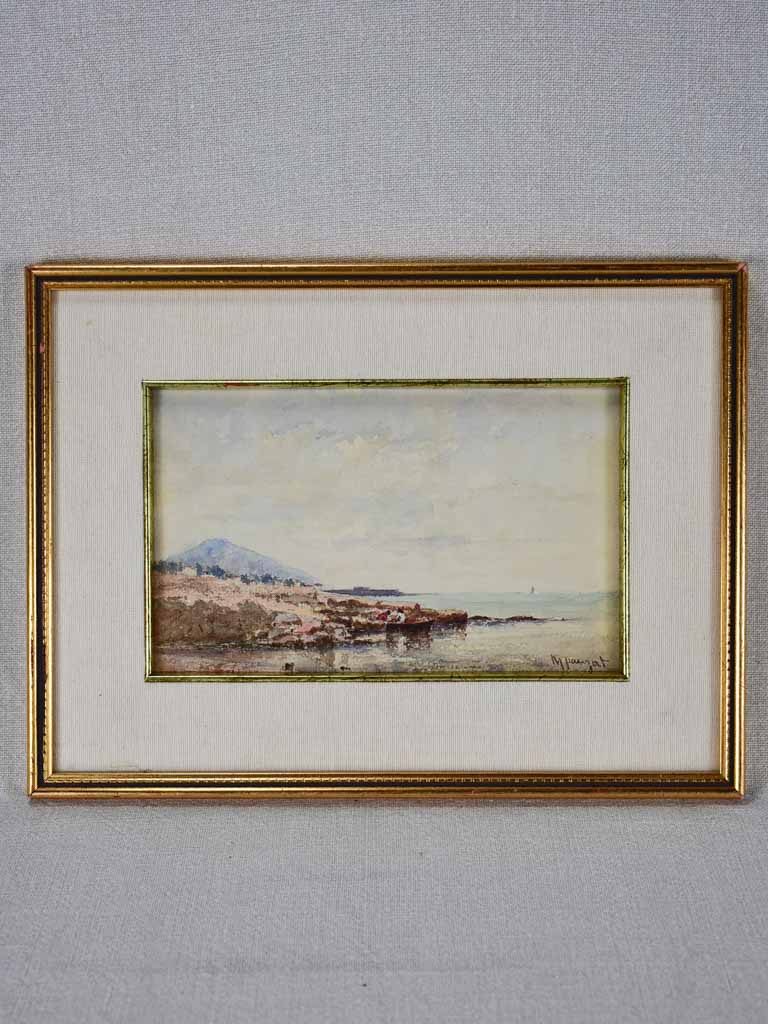Seascape watercolor Marius Pauzat (1832-1909) 9¾" x 13"