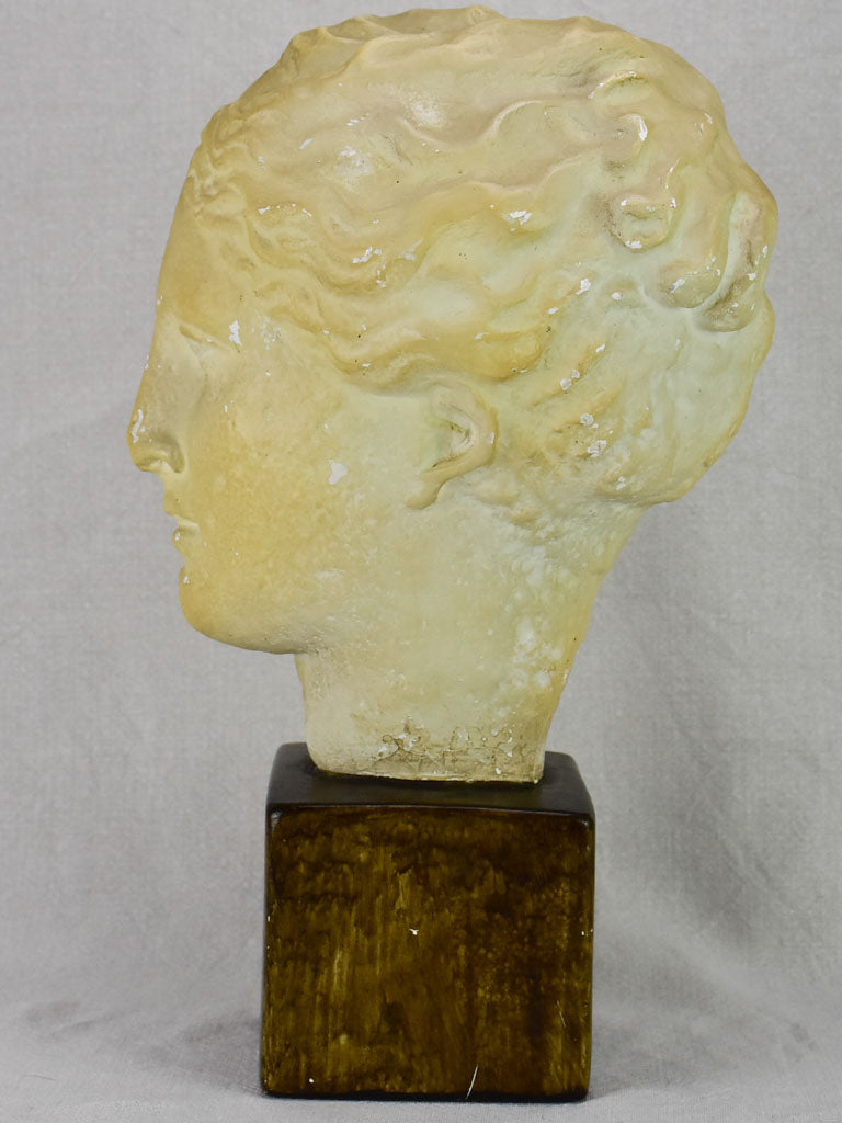 Mid century French plaster bust of a goddess 16¼"