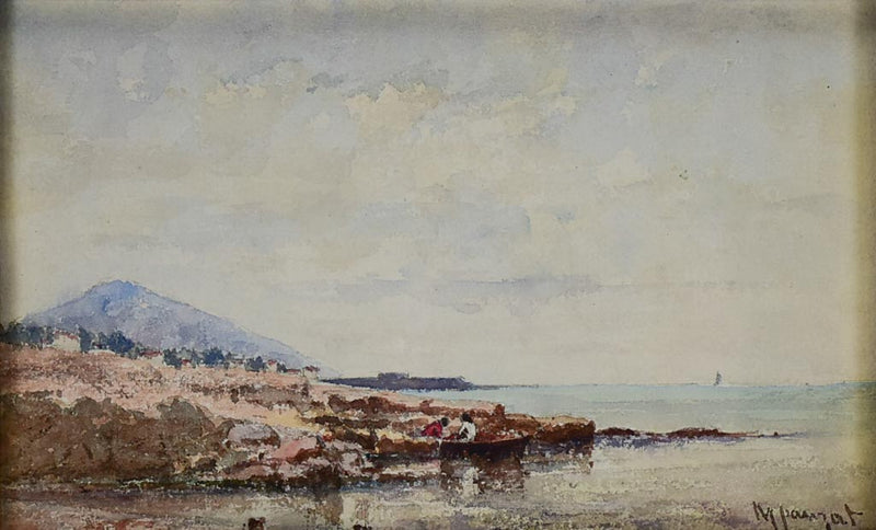 Seascape watercolor Marius Pauzat (1832-1909) 9¾" x 13"