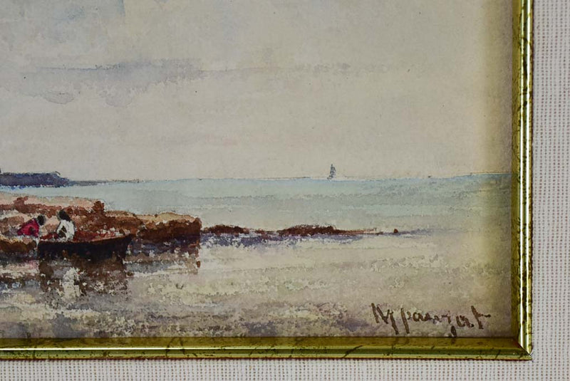 Seascape watercolor Marius Pauzat (1832-1909) 9¾" x 13"