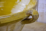 Antique French deep preserving bowl with yellow glaze