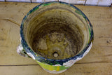 Antique French Castelnaudary garden planter with yellow and green glaze