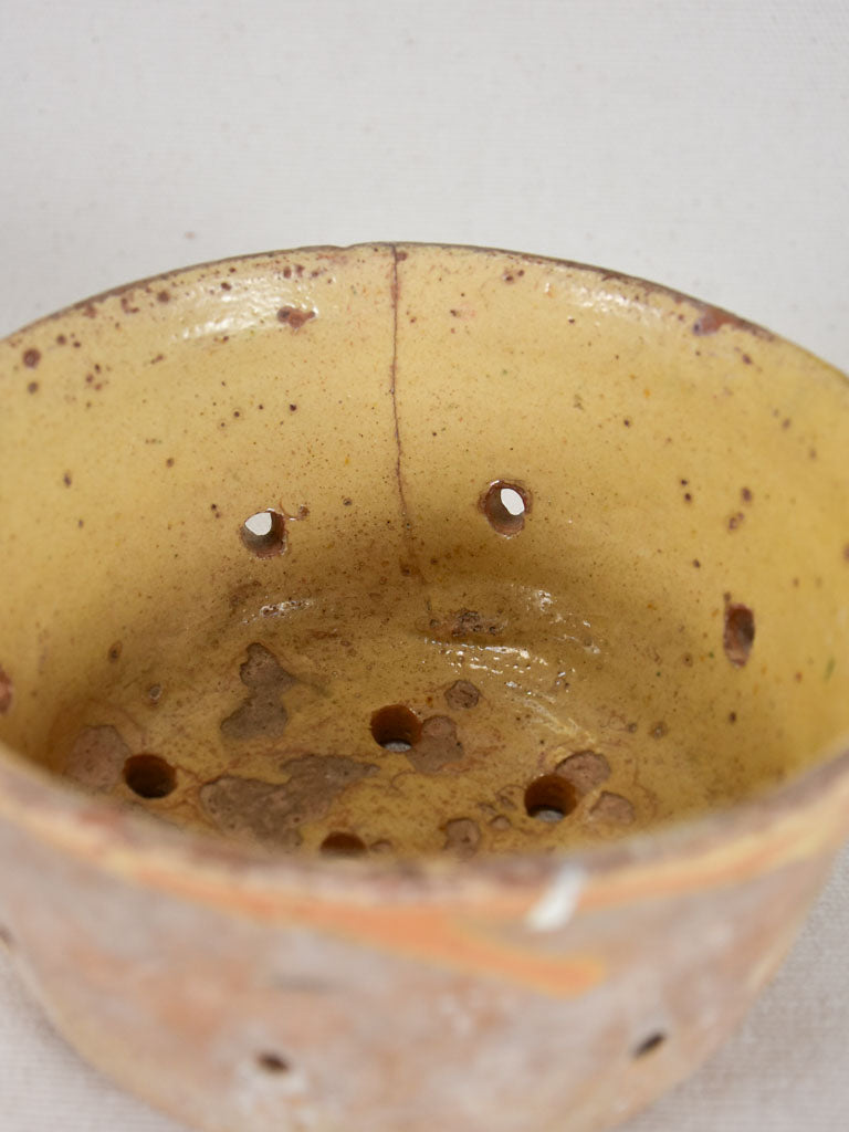 Antique French clay cheese strainer