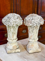 Pair of vintage French garden finials - flower urns