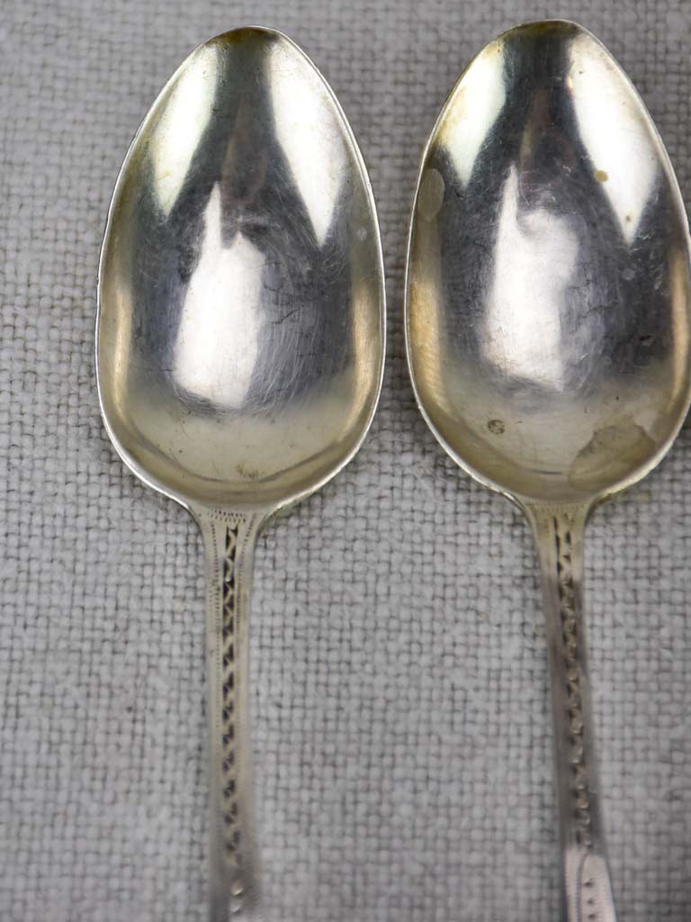 Set of six solid silver Bright Cut Georgian teaspoons - 1794
