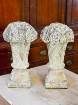 Pair of vintage French garden finials - flower urns