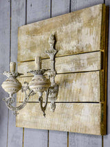 Pair of artisan made wall sconces for candles - salvaged antique materials