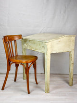 Antique French school desk with lid and gray  / beige patina