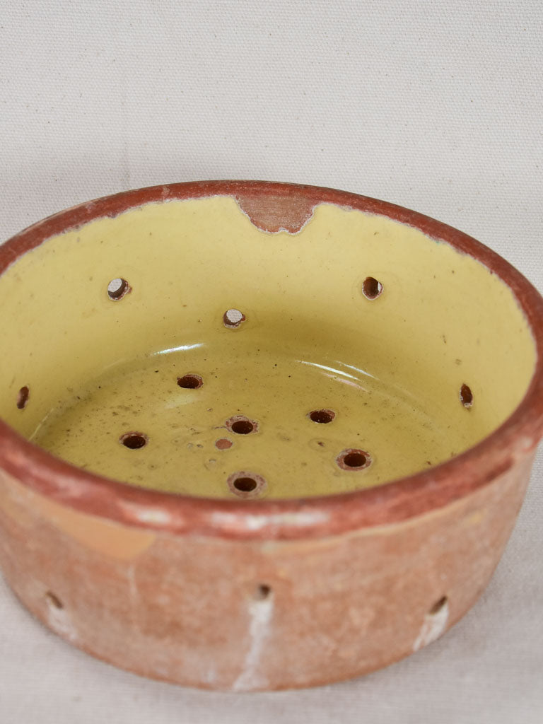 Antique French clay cheese strainer