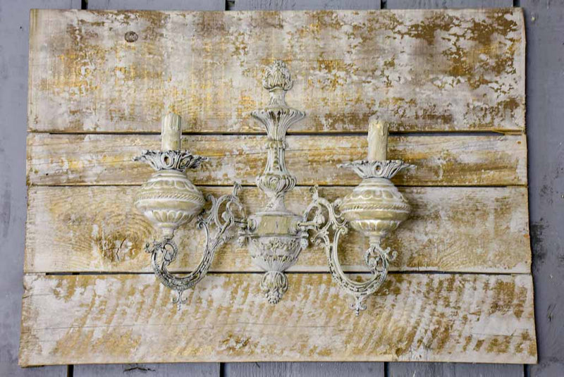 Pair of artisan made wall sconces for candles - salvaged antique materials