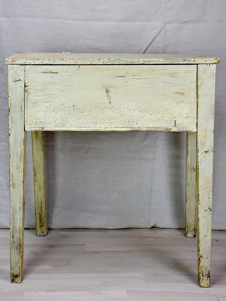 Antique French school desk with lid and gray  / beige patina