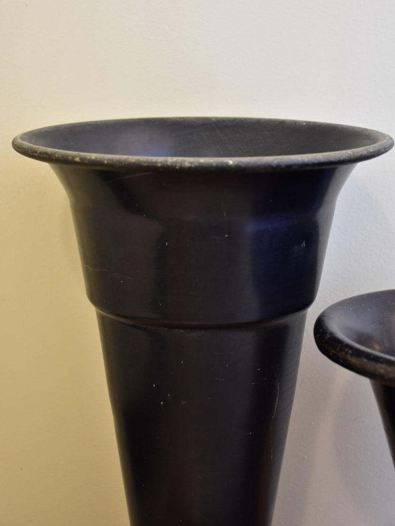Two vintage French florist vases - blue black