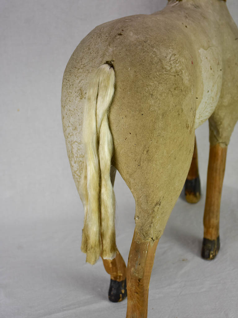 Large rustic antique French toy horse 28"