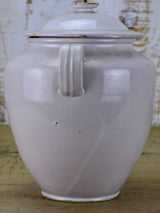 Antique French confit pot with lid and white glaze