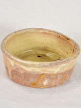 Antique French clay cheese strainer with yellow glaze