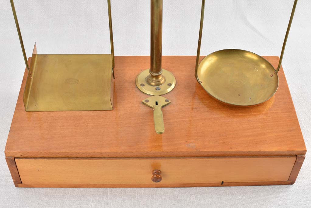 Retro style beechwood chemist weigh scales