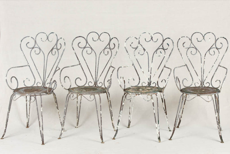 Vintage rustic French garden armchairs