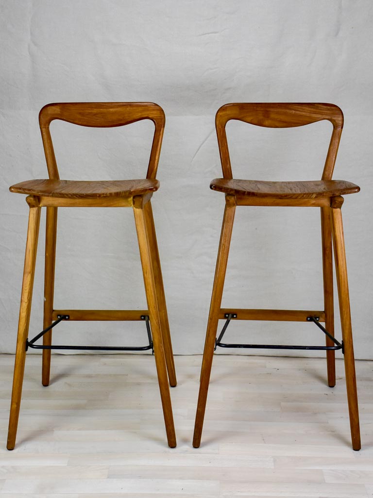 Pair of vintage Scandinavian teak bar stools