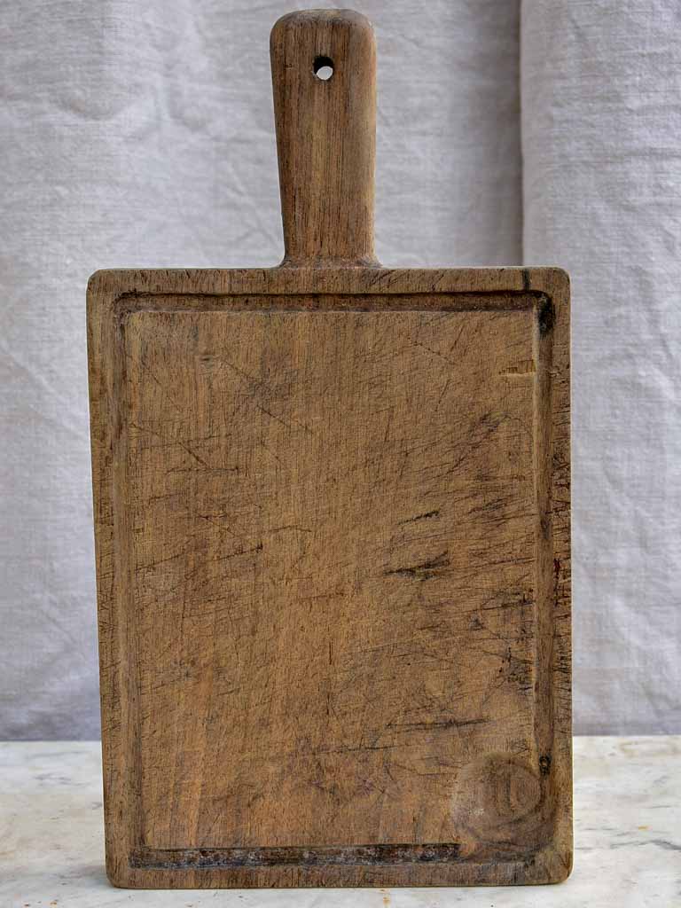 Small antique French cutting board with catchment gutter