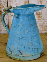 Antique French watering can - painted blue