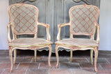 Pair of antique rattan Louis XV armchairs