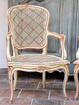 Pair of antique rattan Louis XV armchairs