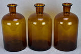 3 large antique French amber blown glass jars