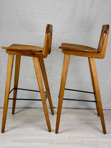 Pair of vintage Scandinavian teak bar stools