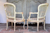 Pair of antique rattan Louis XV armchairs