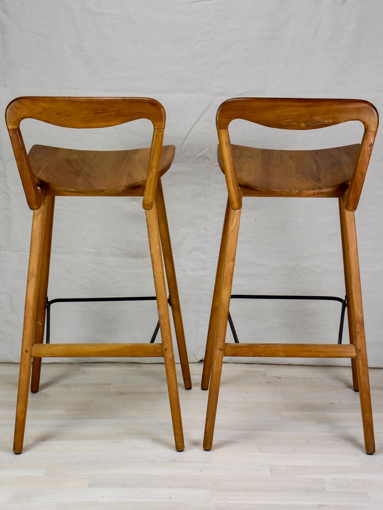 Pair of vintage Scandinavian teak bar stools