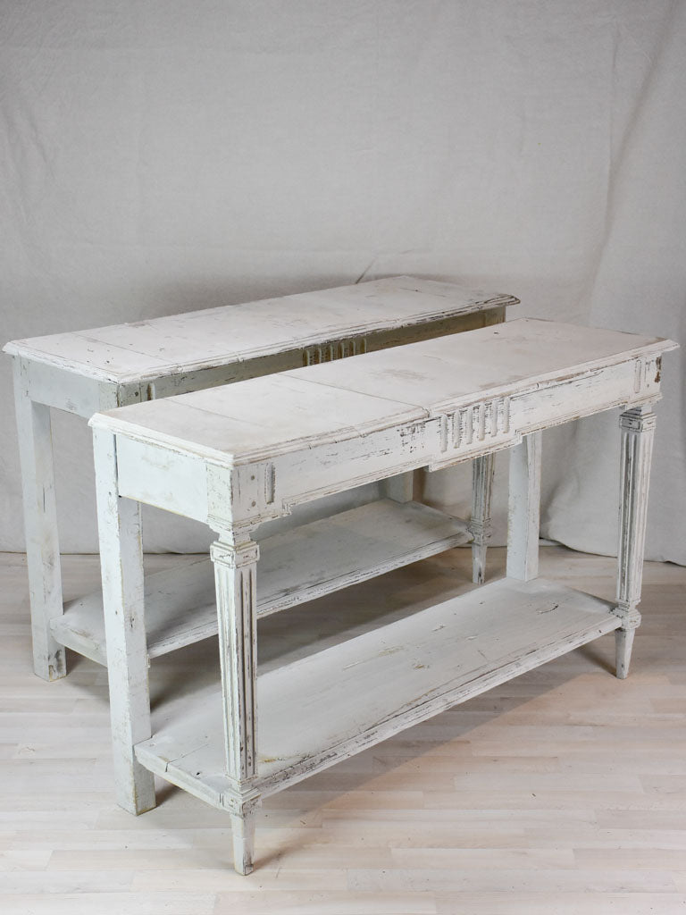 Pair of antique French console tables with beige  53¼"
