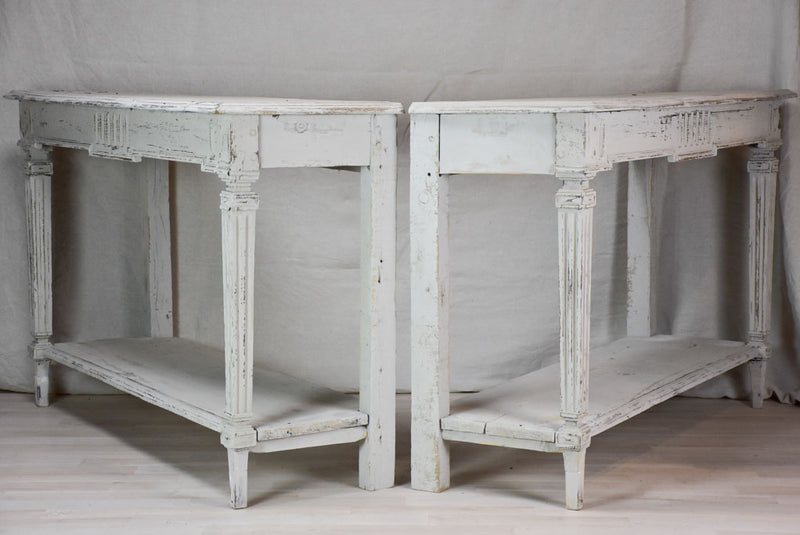 Pair of antique French console tables with beige  53¼"