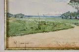 Landscape with country road by Marius Pauzat (1832-1909) watercolor 11" x 14¼"