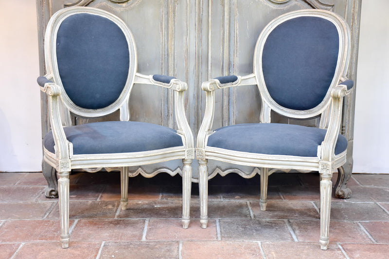 Pair of antique Louis XVI medallion armchairs