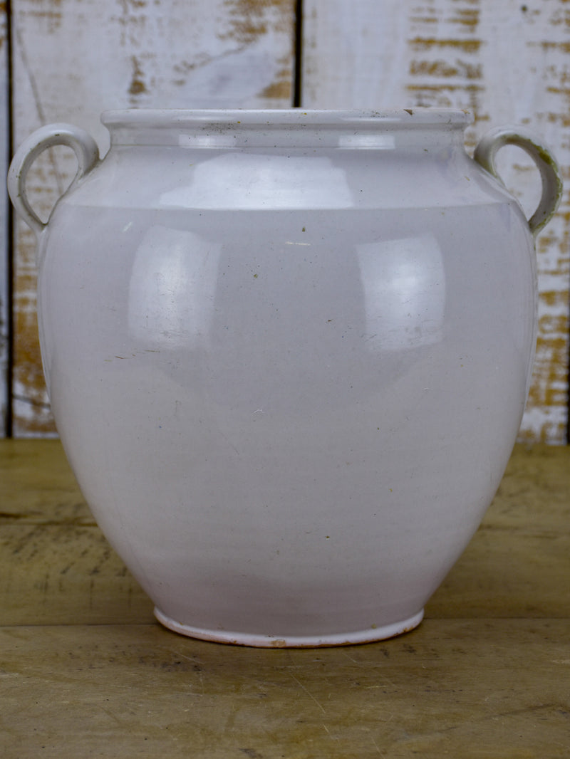 White antique French confit pot