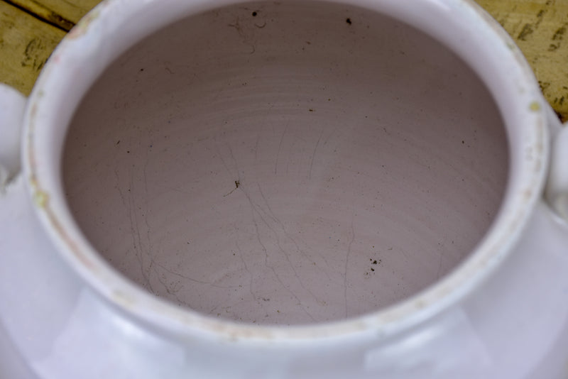 White antique French confit pot