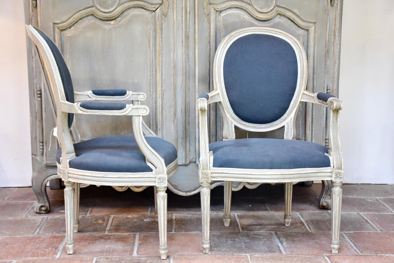 Pair of antique Louis XVI medallion armchairs