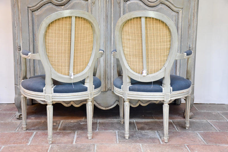 Pair of antique Louis XVI medallion armchairs
