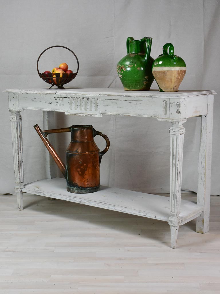 Pair of antique French console tables with beige  53¼"