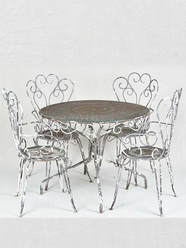 Vintage French outdoor table & 4 armchairs