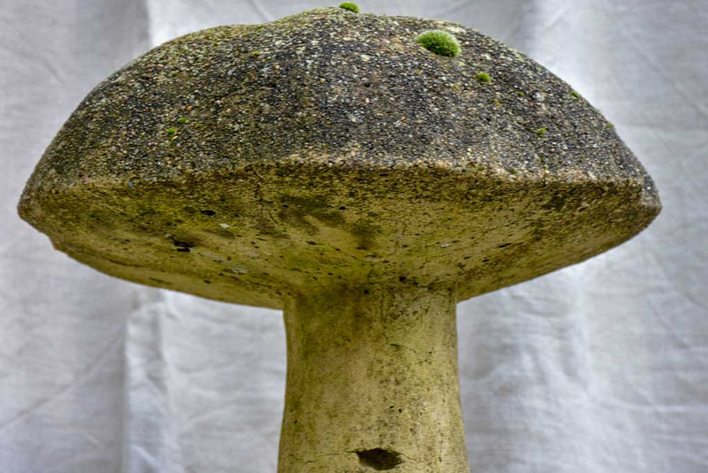 Antique French garden sculpture of a mushroom