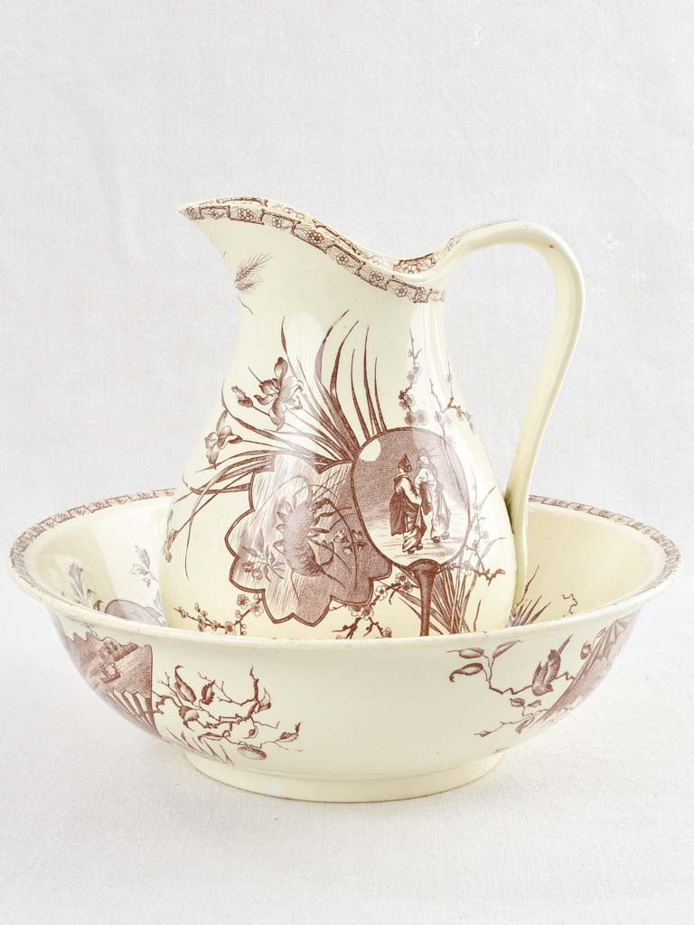 Nineteenth Century Earthenware Pitcher and Basin