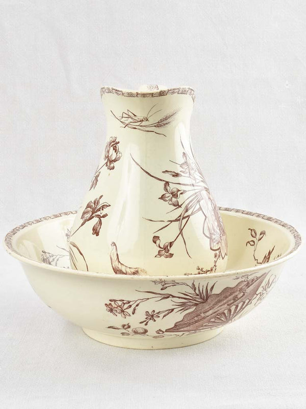 Brown Chinoiserie Luneville Faience Earthenware