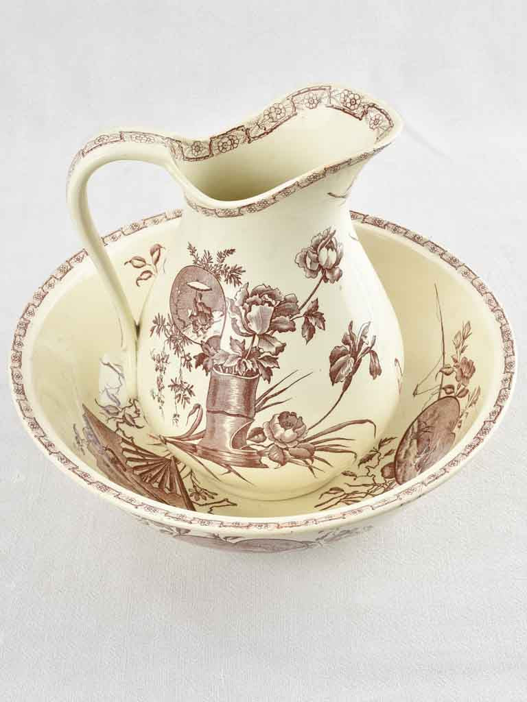 Earthenware with Lobsters Flowers Foliage Design