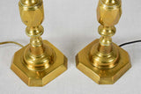 Pair of antique bronze candlestick table lamp bases 12¼"