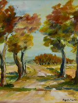 Antique French painting of a country road in Provence - oil on board. Auguste Raure (1878-1936) 17¾" x 15¾"
